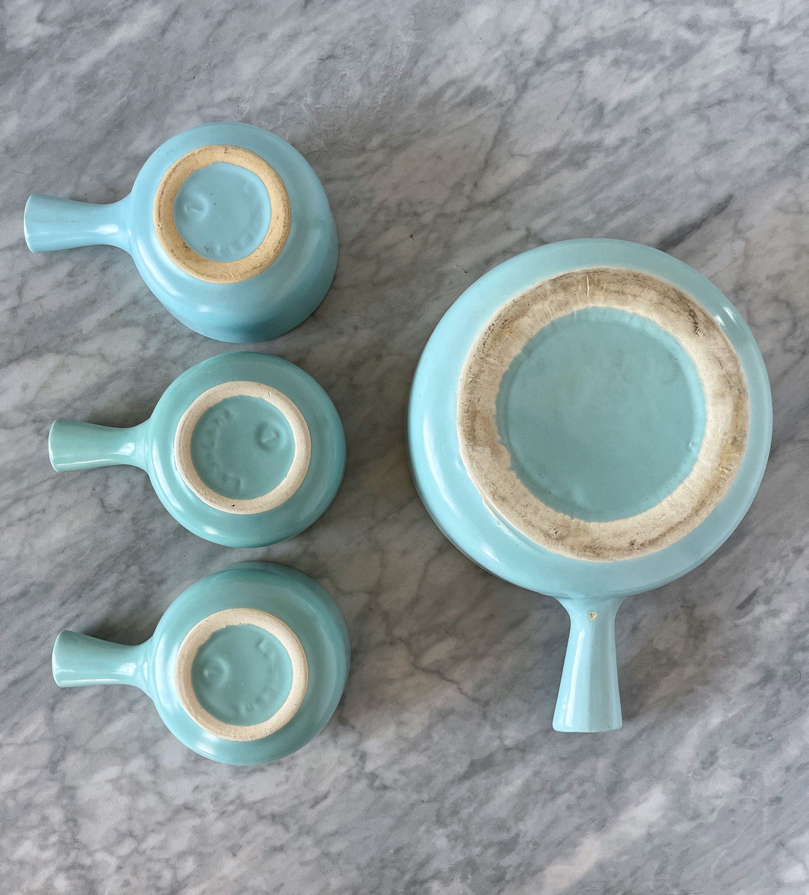 Set of 4 Mid Century Modern Turquoise Stoneware Dishes - MCM La Solana  Pottery Blue Teal Retro Boho Soup Crock Casserole - Etsy