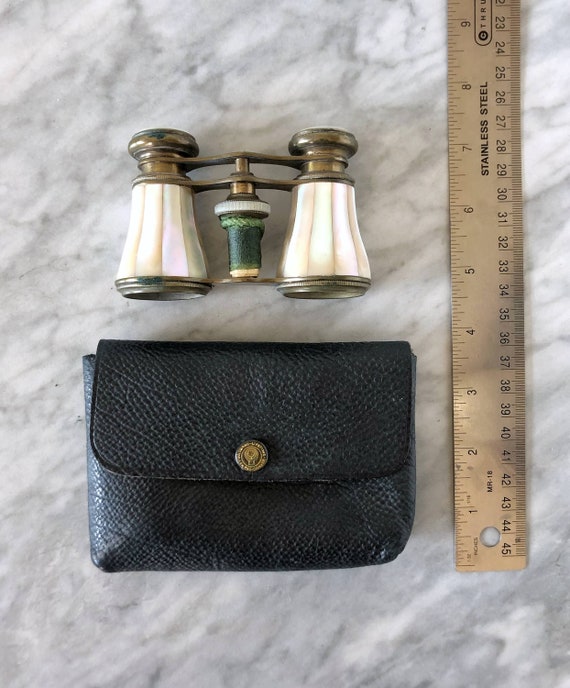 1900s Verne Paris Mother of Pearl & Brass Opera Glasses - French