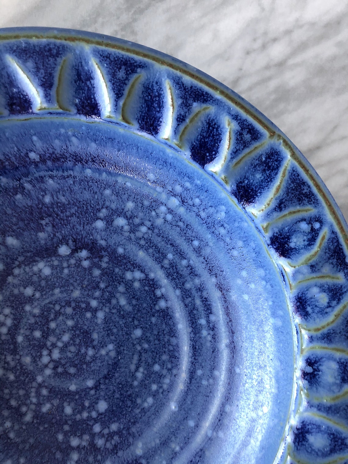 Vintage Cobalt Blue Speckled Studio Pottery Dish Etsy