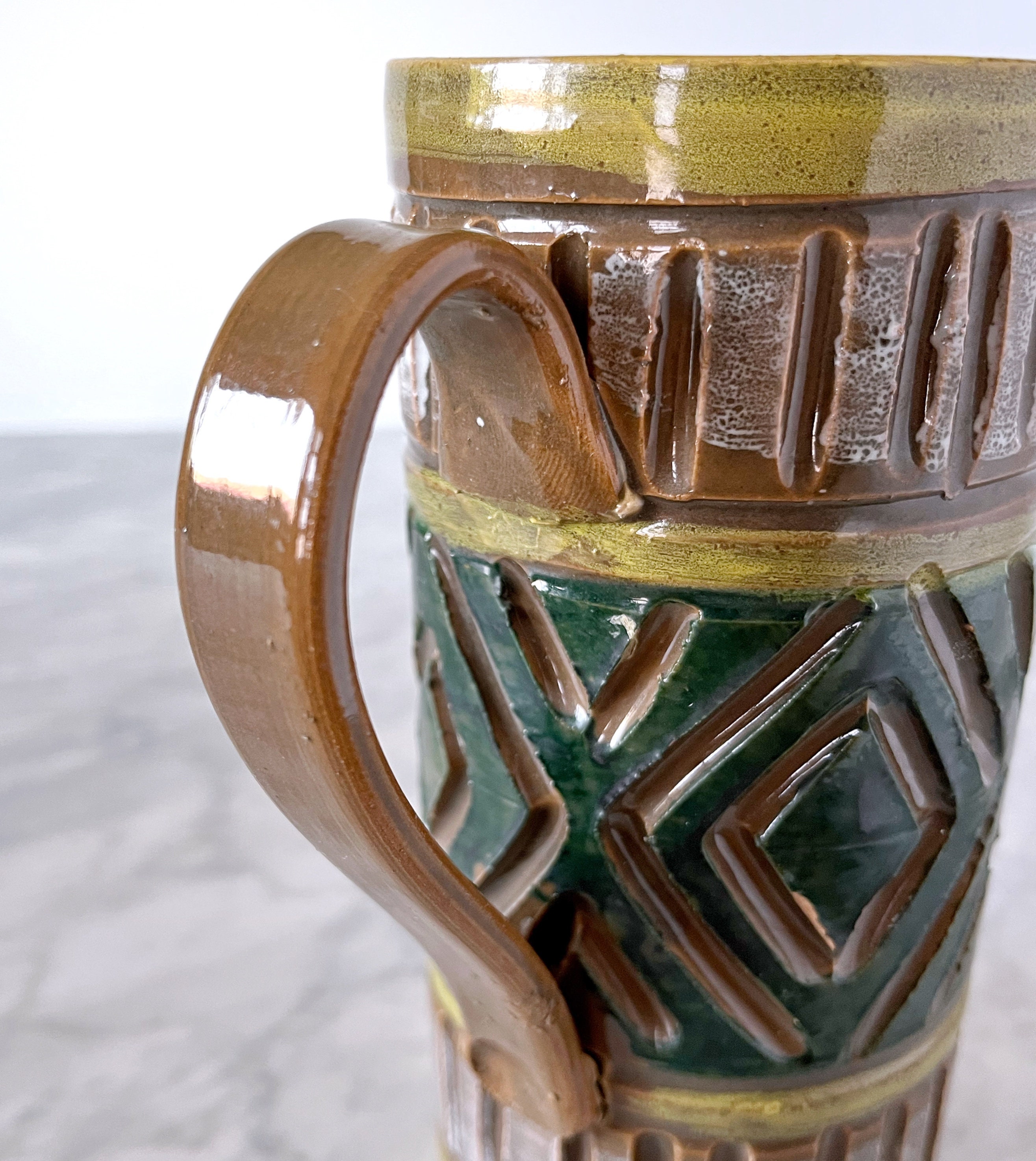 Mid Century Italian Carved Pitcher Aldo Londi Bitossi Style - Vintage ...