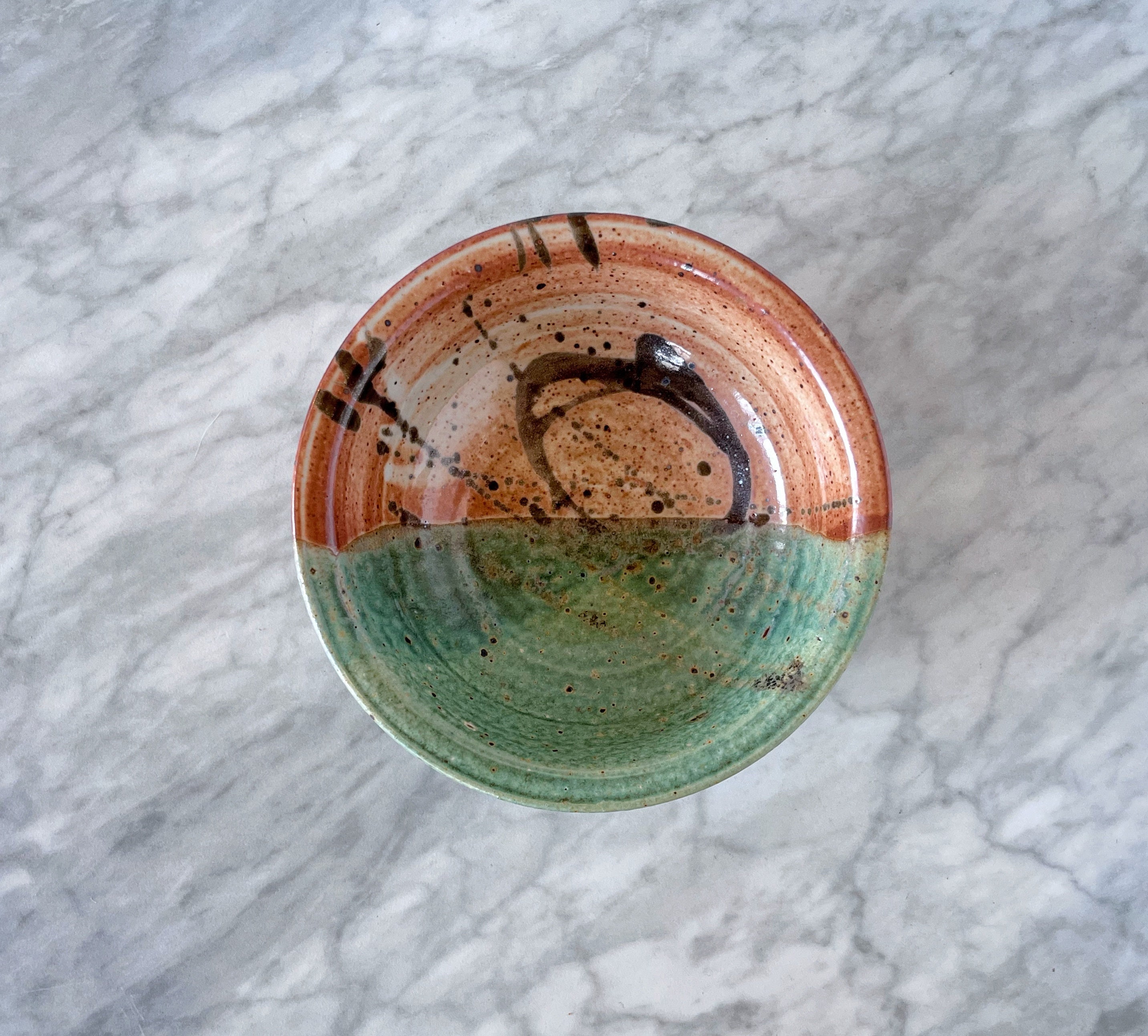 Splatter Pattern Pottery Vintage Two-tone Splatter Glaze Studio Pottery Bowl - Red Green ...