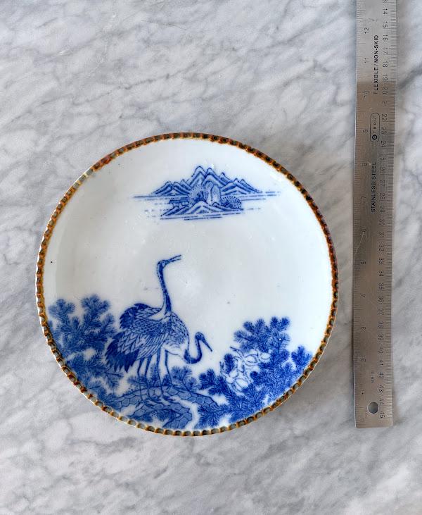 レジンアート(Okinawa Blue・Plate type・900×450) Pair of Antique 19th Century Japanese Izegara Transferware Plates