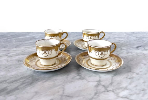 Set of 4 Minton England for Tiffany & Co Demitasse Cup/saucers (5