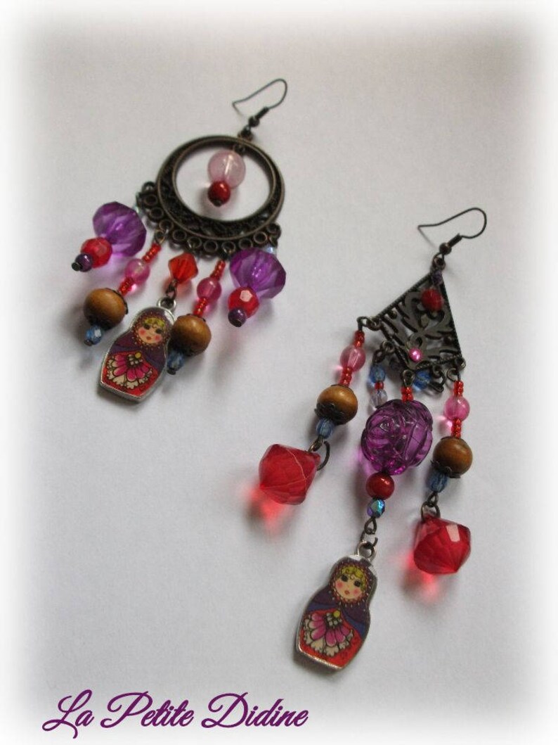 Bohemian matriochka earrings