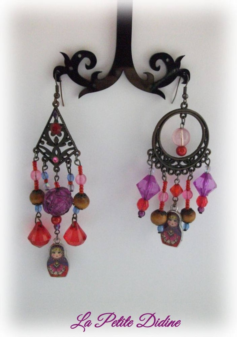 Bohemian matriochka earrings