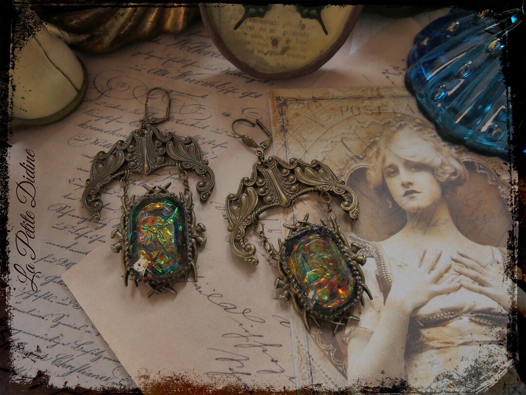 Anciens Bijoux Boucles D'oreilles Clips - Turquoise