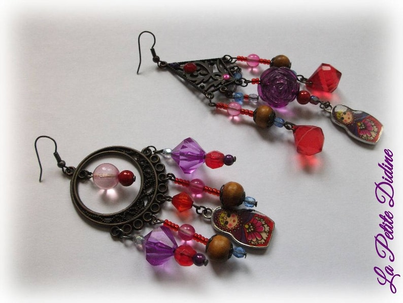 Bohemian matriochka earrings