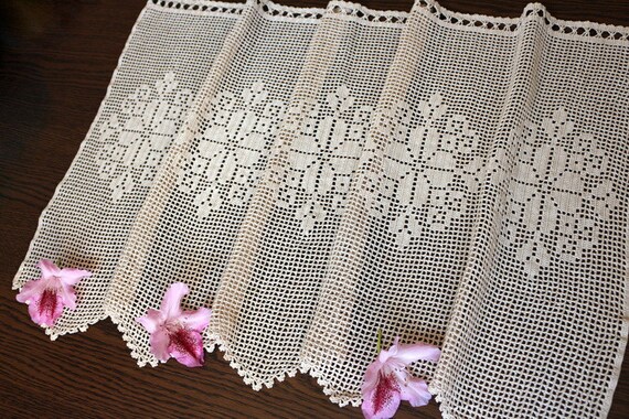 Crochet Curtains Kitchen Curtains Shabby Chic Decor Crochet Etsy