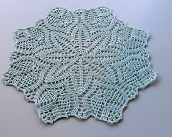 Blue sky round crochet doily. Handmade crochet large doily. Housewarming gift for women. Light blue lace doily. Crochet wedding bride gift
