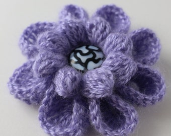 Unique crochet large flower brooch. Lavender color crochet brooch. Mohair flower brooch. Hand crocheted brooch. Crochet gift for women