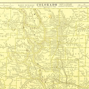 1920s Antique COLORADO Map Wall Art Decor Vintage Old ORIGINAL Lithograph Print
