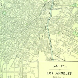 Vintage LOS ANGELES City Street Map Wall Art Decor Frameable Ready to Frame