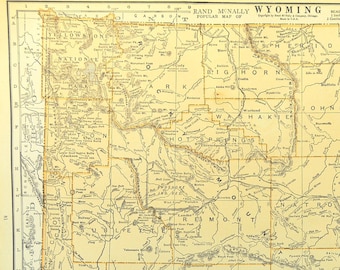 pillows /& cards etc in aqua WYOMING MAP Print lovely wedding map art Instant Download printable vintage map for framing totes