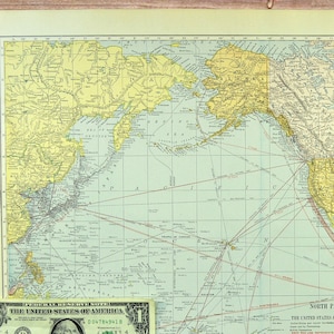 Vintage PACIFIC OCEAN Map of the Pacific Wall Art Decor Oceania Map Gift For Her