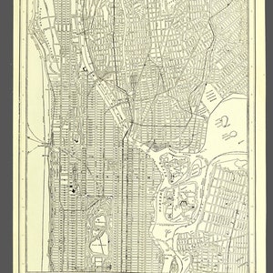 UPPER MANHATTAN Map Wall Art Decor Bronx New York City Vintage ORIGINAL Boyfriend Gift