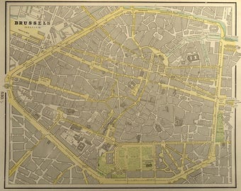 brussels map of brussels street map belgium antique