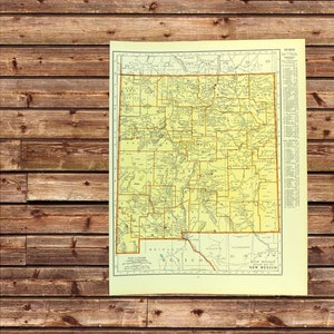 Vintage NEW MEXICO Map Wall Art Decor Frameable Ready to Frame ORIGINAL