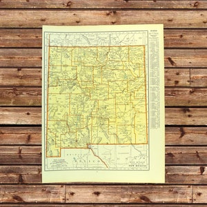 Vintage NEW MEXICO Map Wall Art Decor Ready to Frame Frameable ORIGINAL
