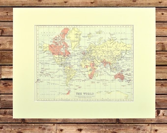 Vintage WORLD MAP Wall Art Frameable Ready to Frame Traveler Gift