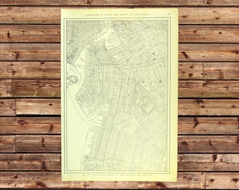 Vintage BROOKLYN Map City Street New York City Wall Art ORIGINAL Old