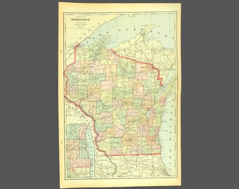 Lake Michigan survey map vintage 1972 large Wisconsin