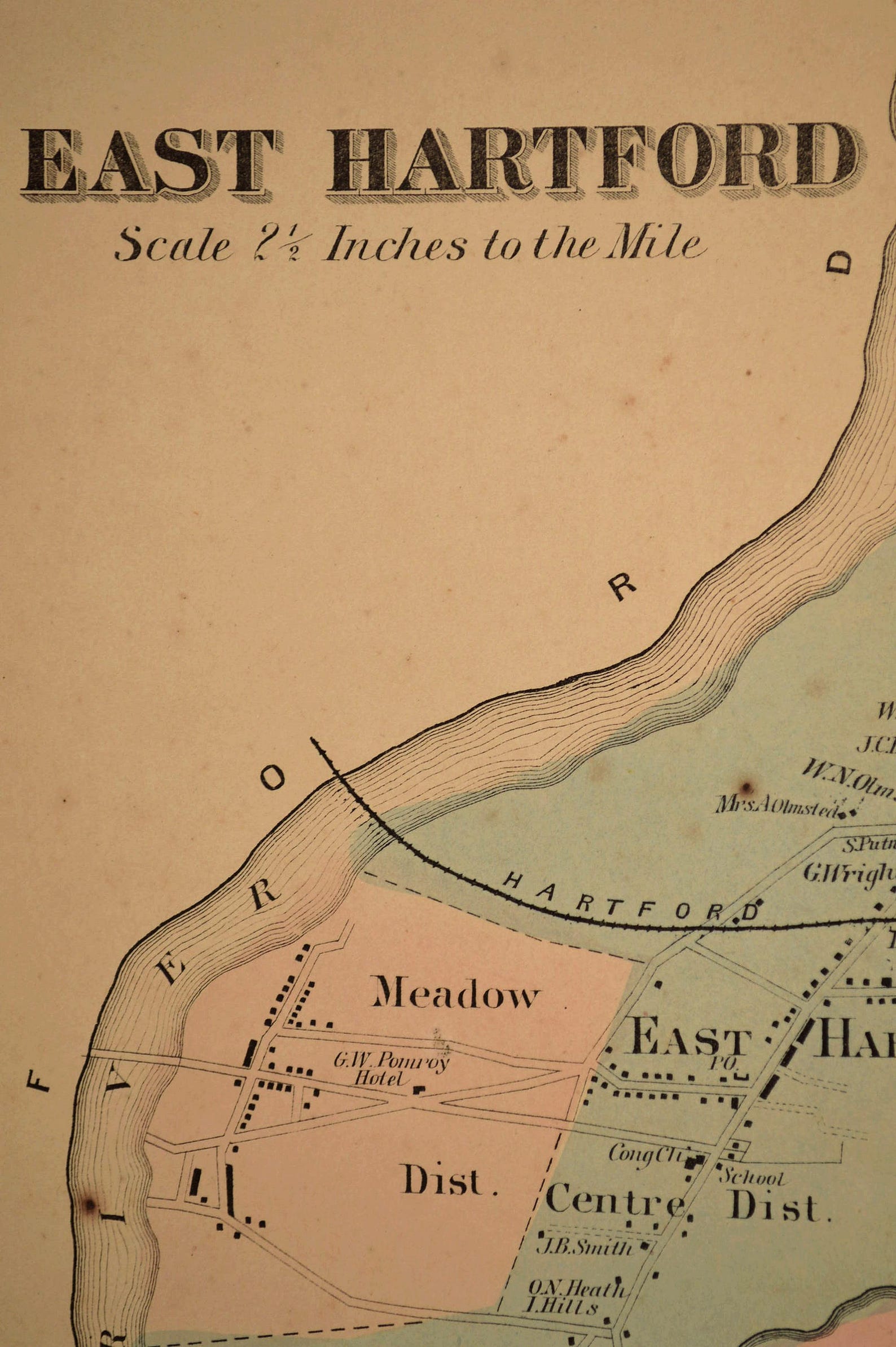 East Hartford Map Street Antique Connecticut Residential Etsy
