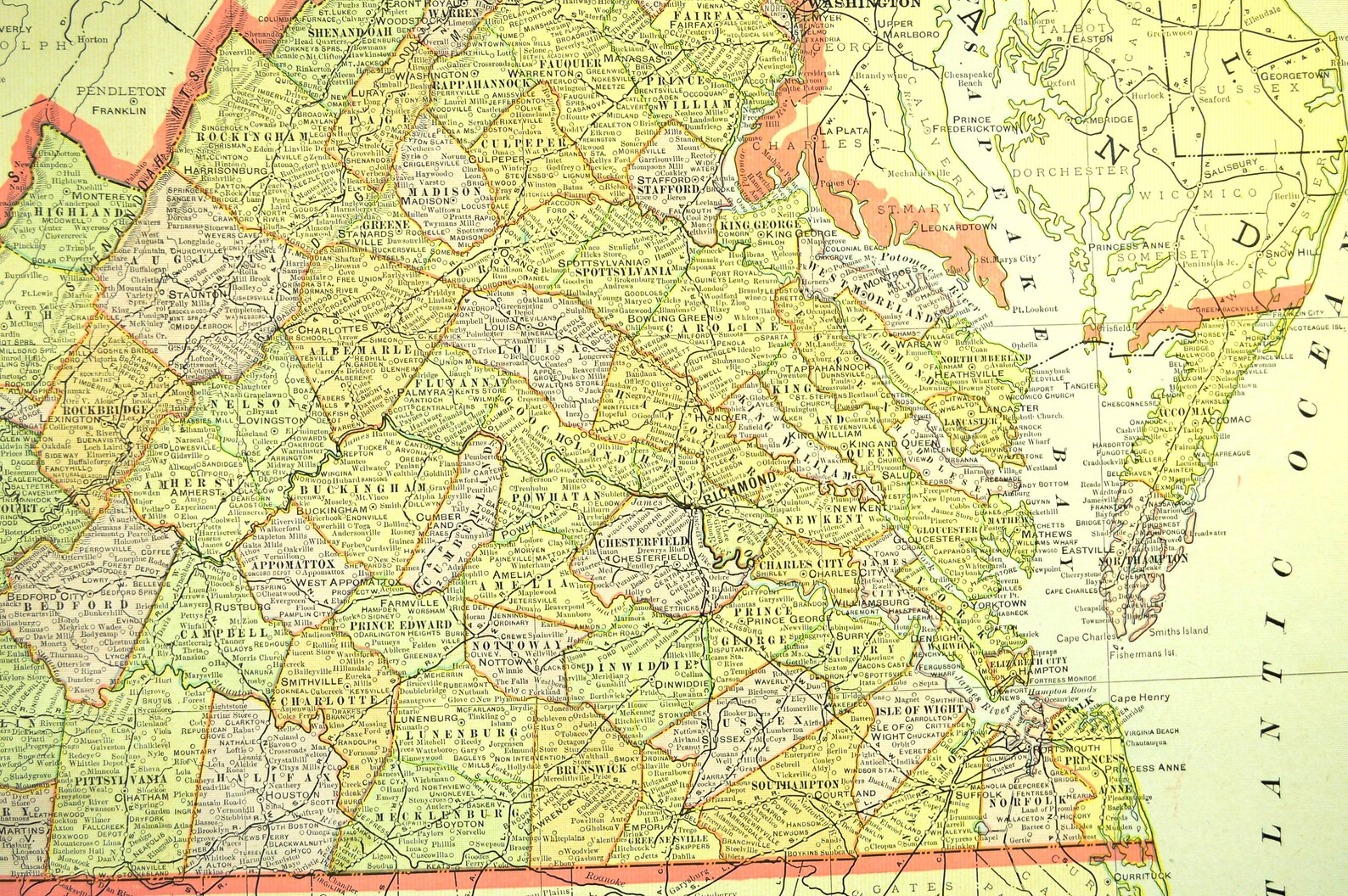 VIRGINIA MAP of Virginia Wall Art Decor LARGE Antique Early Etsy