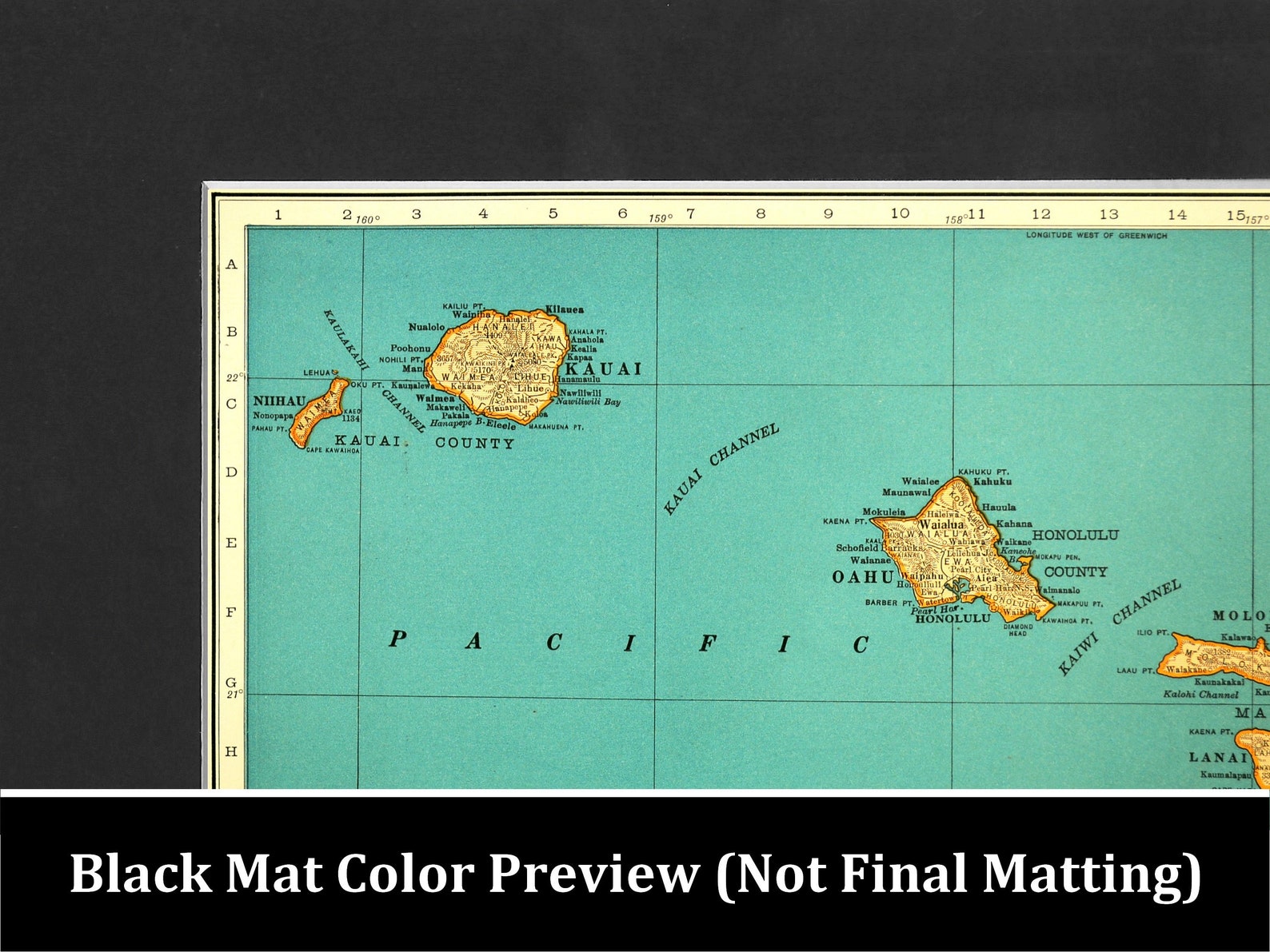 Vintage HAWAII MAP of Hawaiian Islands Wall Art Decor - Etsy