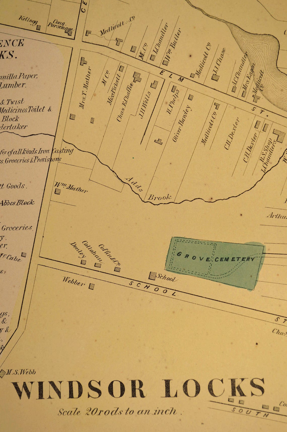 Windsor Locks Connecticut Map Antique Residential Street Map Etsy
