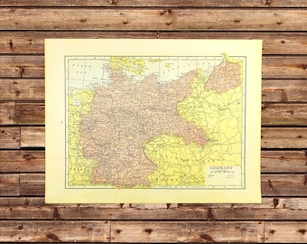 Vintage GERMANY MAP Wall Art Frameable Ready to Frame ORIGINAL Genealogy Gift