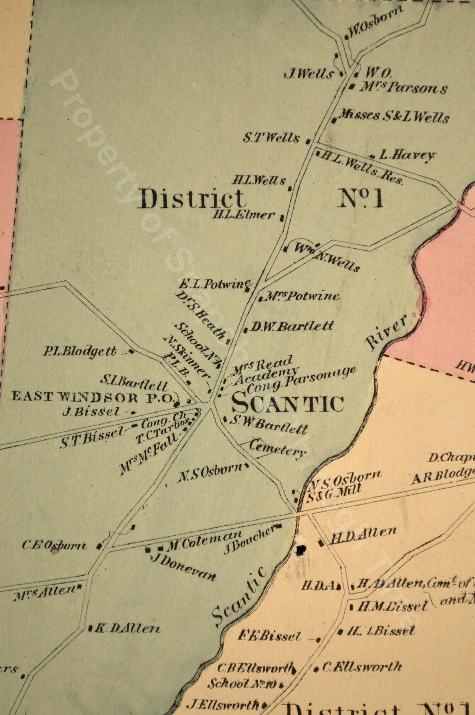 East Windsor Map Connecticut Antique Residential District Etsy