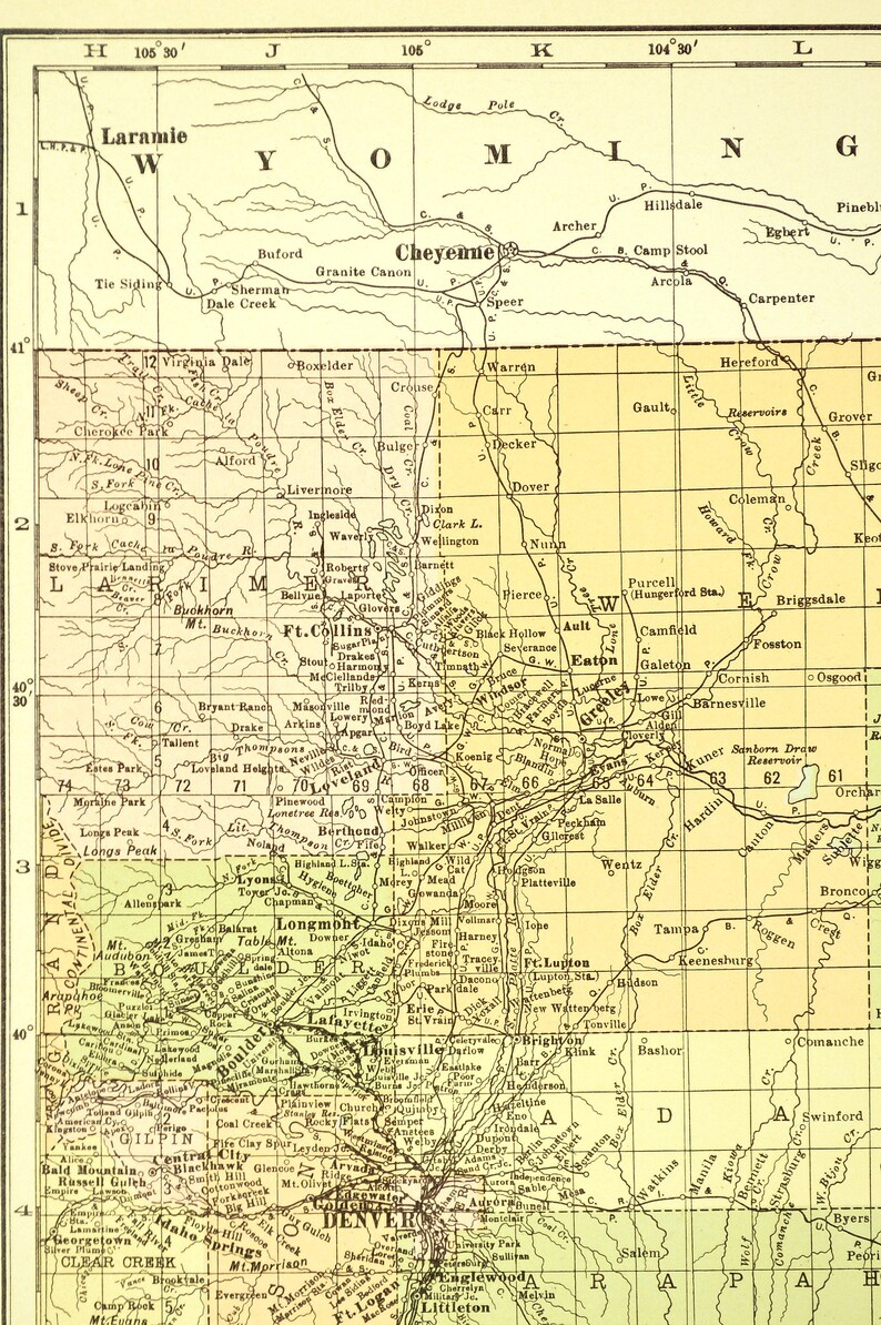 Eastern Colorado Map of Colorado Wall Art Decor LARGE Eastern Etsy