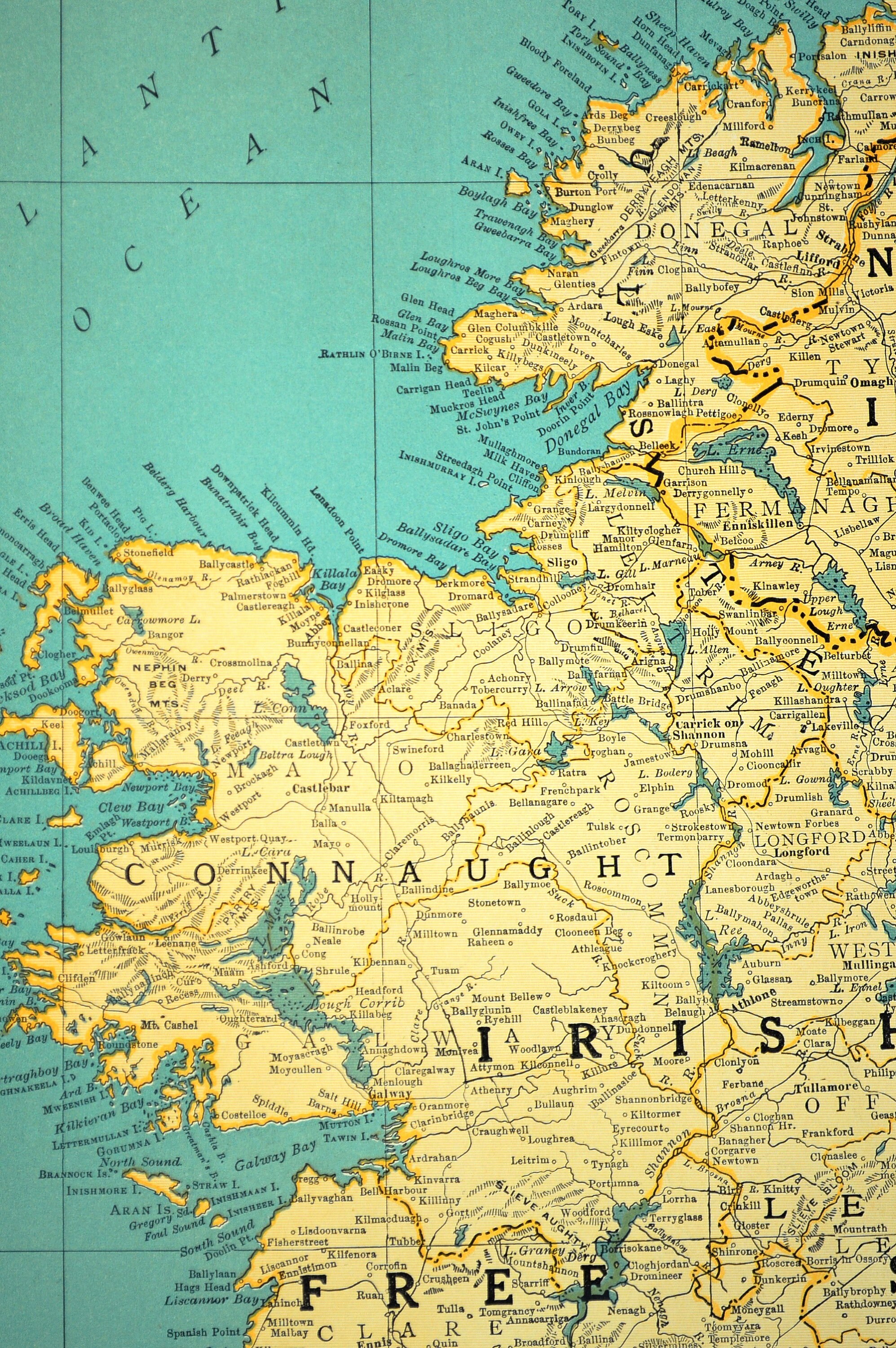 IRELAND MAP of Ireland Wall Art Decor Vintage Matted Original Etsy