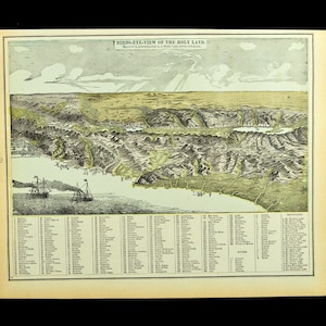 Vintage HOLY LAND Map Israel Wall Art Palestine Jerusalem ORIGINAL Traveler Gift
