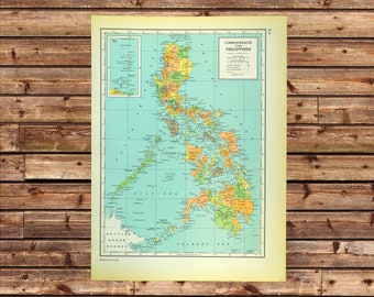 Vintage Philippines Map of the Philippine Islands Map Wall Art Genealogy Gift