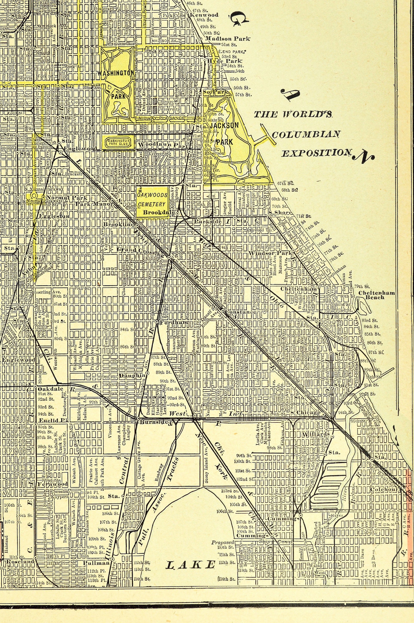 Chicago Map Of Chicago Street Map Wall Decor Art Antique Early Etsy