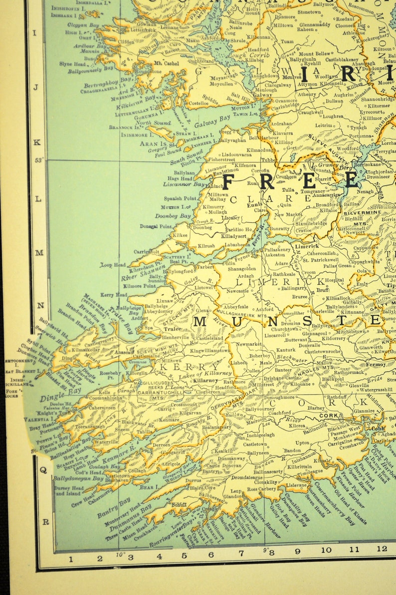 Vintage IRELAND MAP of Ireland Wall Art Decor Frameable Etsy