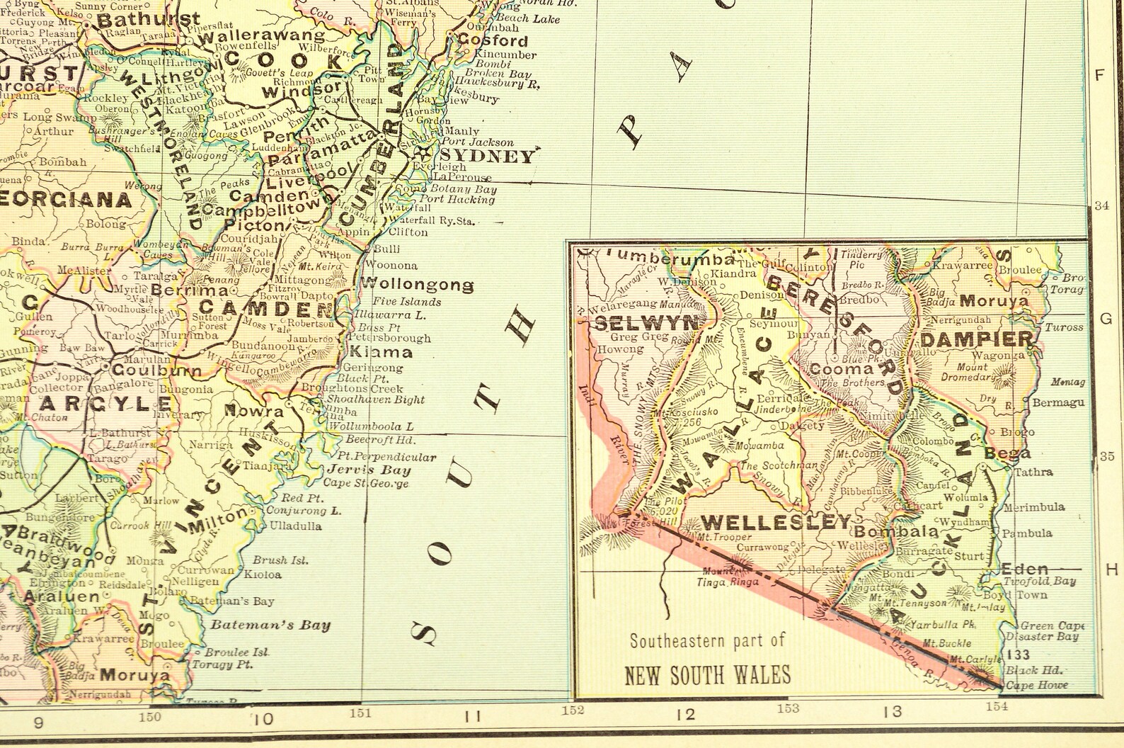 NEW SOUTH WALES Map of Australia Wall Art Decor Large Antique - Etsy