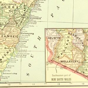 NEW SOUTH WALES Map of Australia Wall Art Decor Large Antique - Etsy