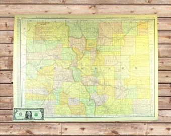 Vintage Map of COLORADO RAILROAD Wall Art Decor Railway Old Antique ORIGINAL
