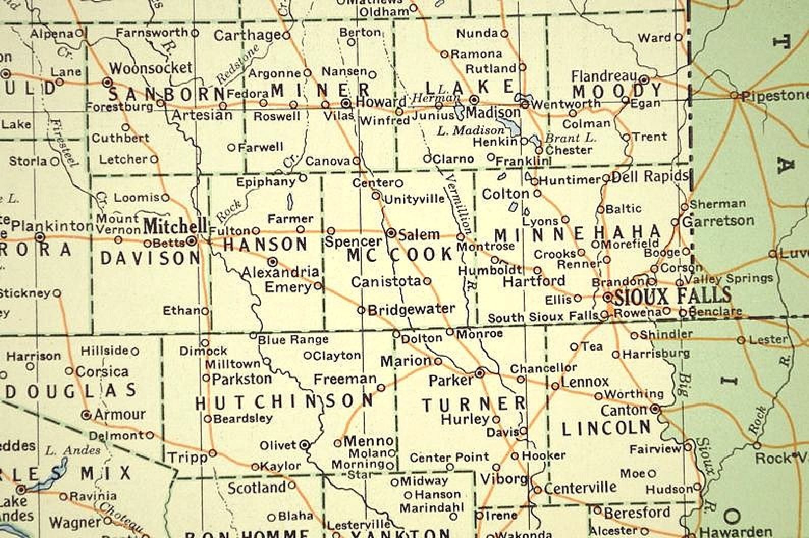SOUTH DAKOTA Map Wall Art Railroad Vintage ORIGINAL Ready to - Etsy