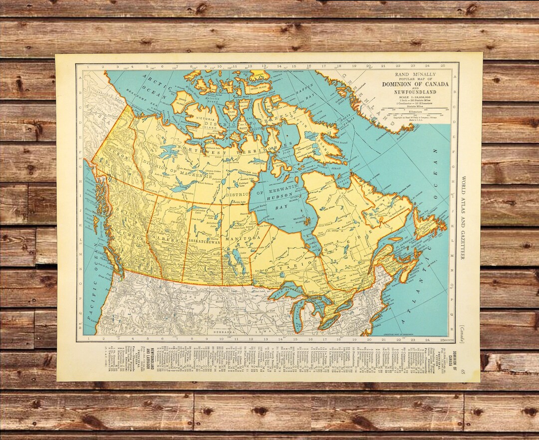 Vintage CANADA Map Wall Art Decor Frameable Matted Newfoundland Antique ...