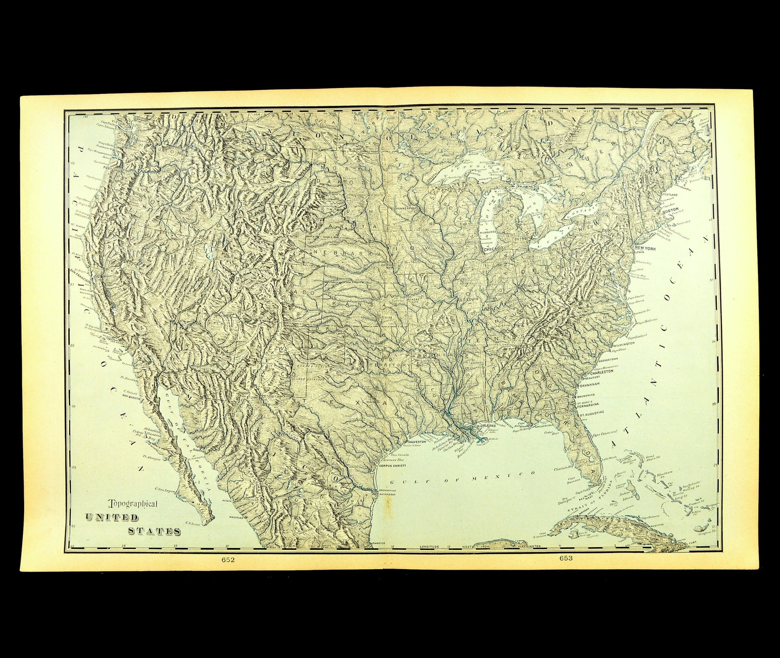 United States Topographical Map of the United States Wall Art | Etsy