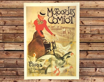 French Bicycle Ad Poster Paris Motorcycle Advertisement