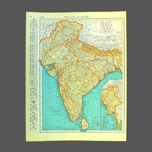 1888 Miniature INDIA Map Vintage Map of India Gallery Wall Art Office Decor Gift for Traveler Graduation Wedding Birthday 11348