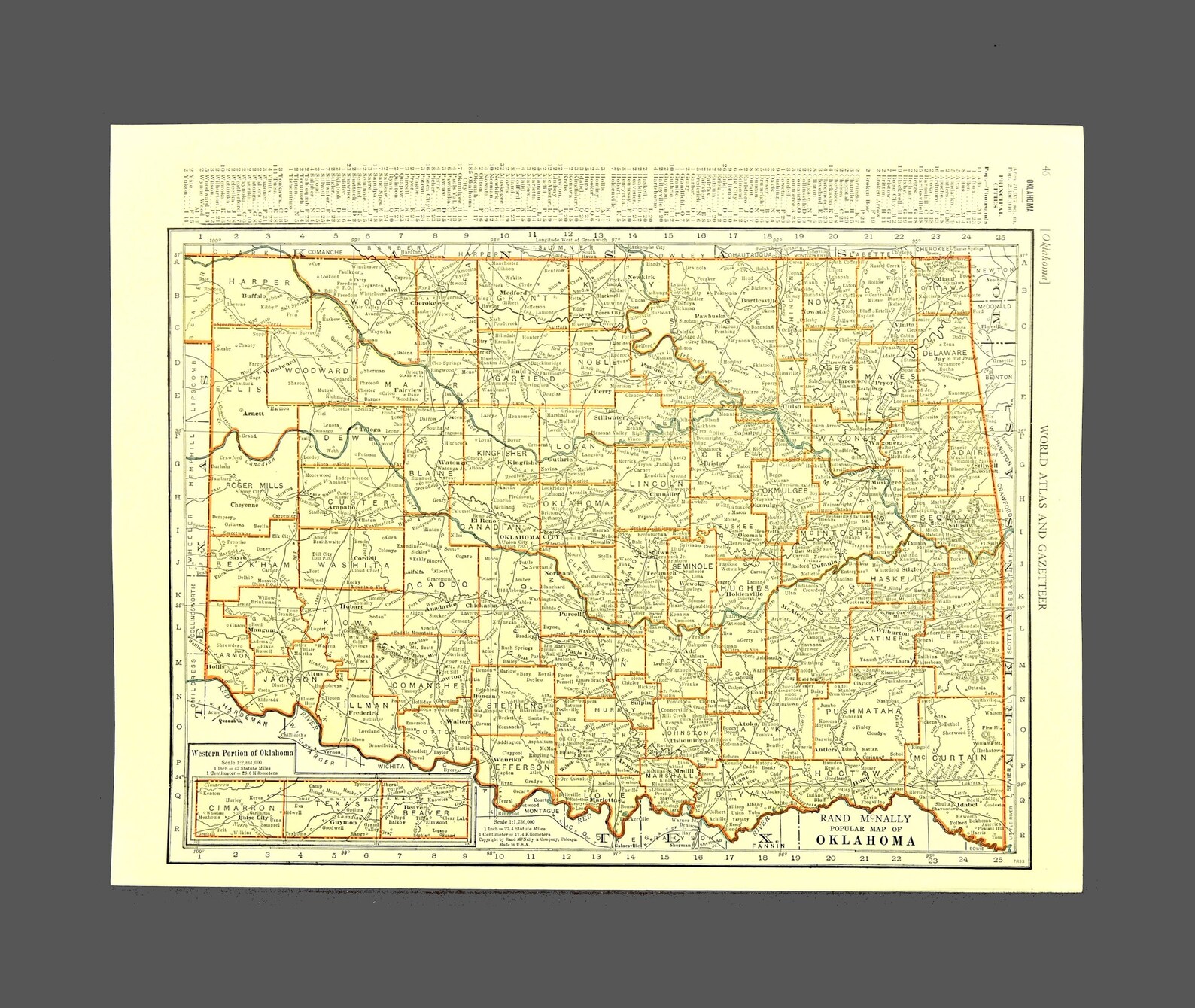Vintage OKLAHOMA MAP Wall Art Decor 1930s ORIGINAL Lithograph | Etsy