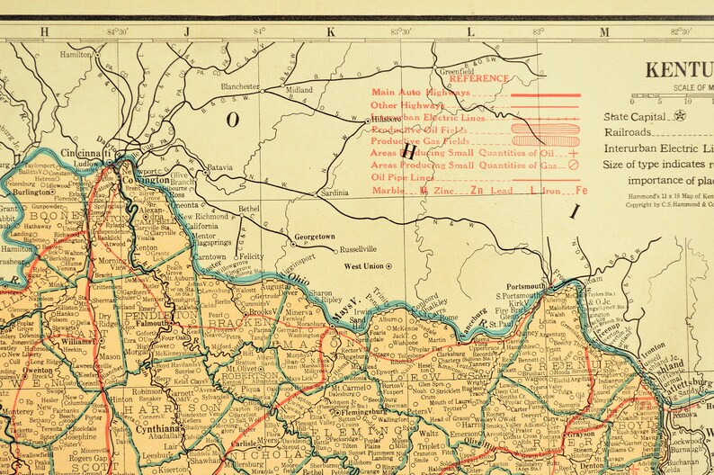 Kentucky Map of Kentucky Wall Art Decor Road Map LARGE | Etsy