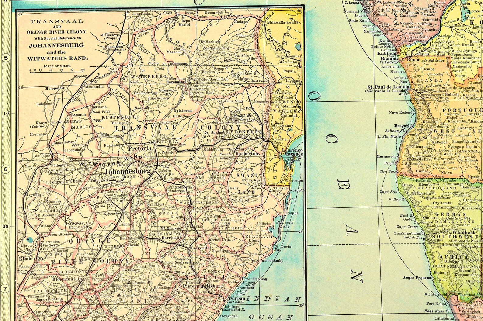 Africa Map of Africa Wall Art Decor LARGE Antique Late 1800s Etsy