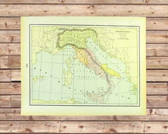 Antique ANCIENT ITALY Map Wall Art Italian Decor Sicily ORIGINAL Genealogy Gift