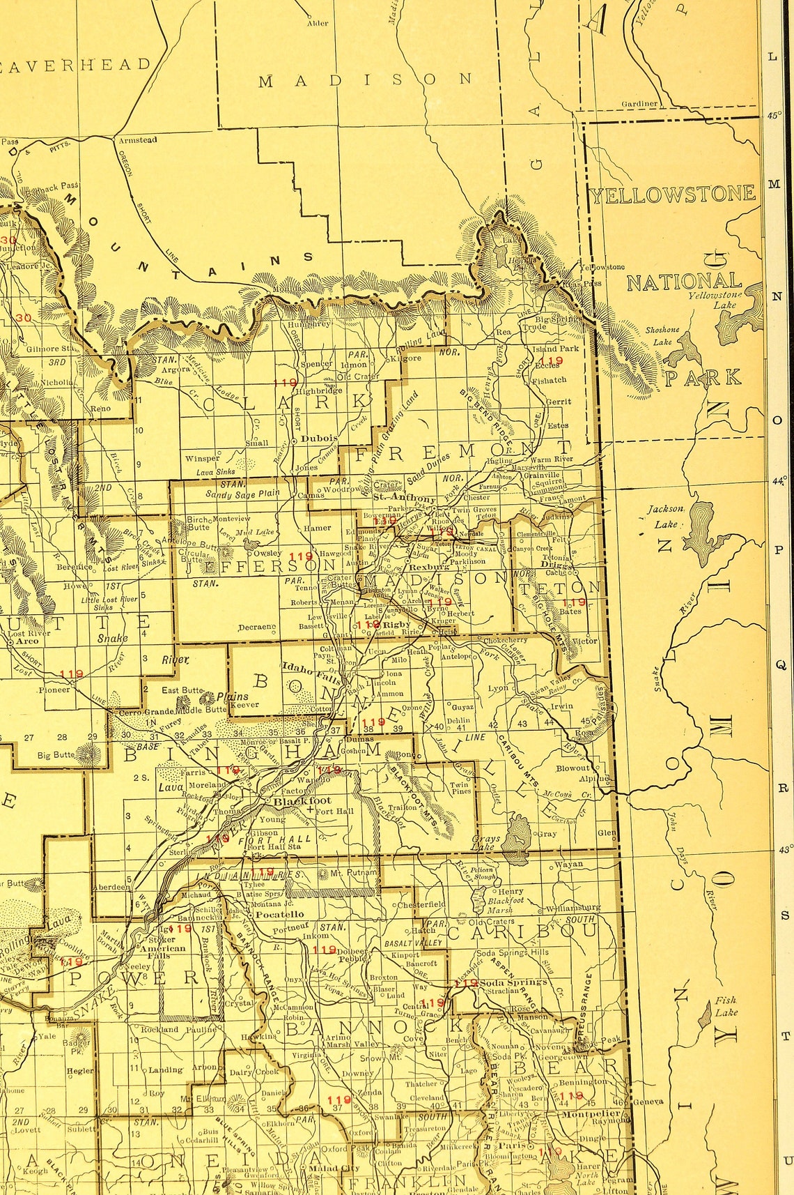 Antique Idaho Map of Idaho Railroad Map EXTRA LARGE Wall Art Etsy